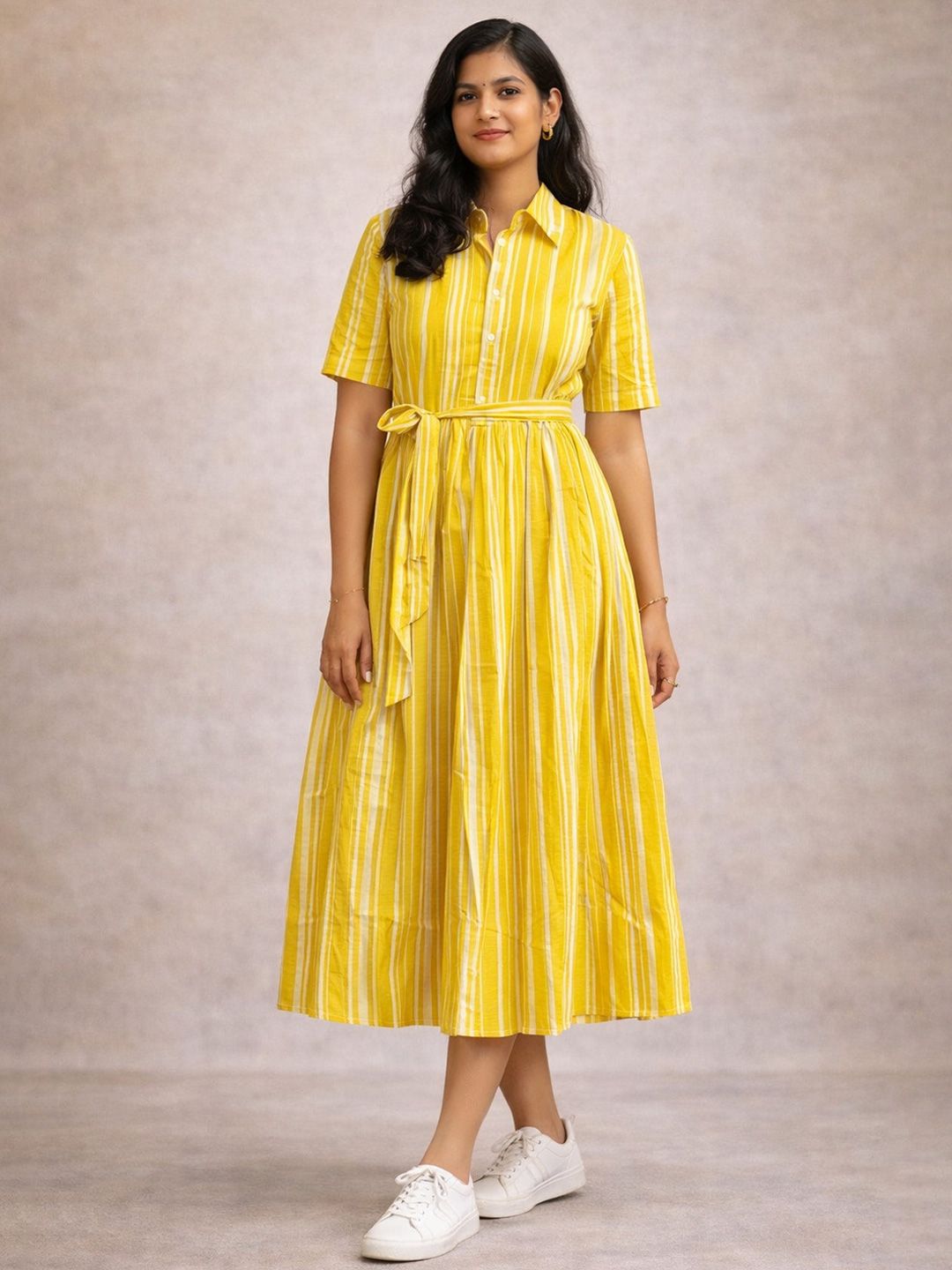PakhiCreations Striped Fit & Flare Midi Dress
