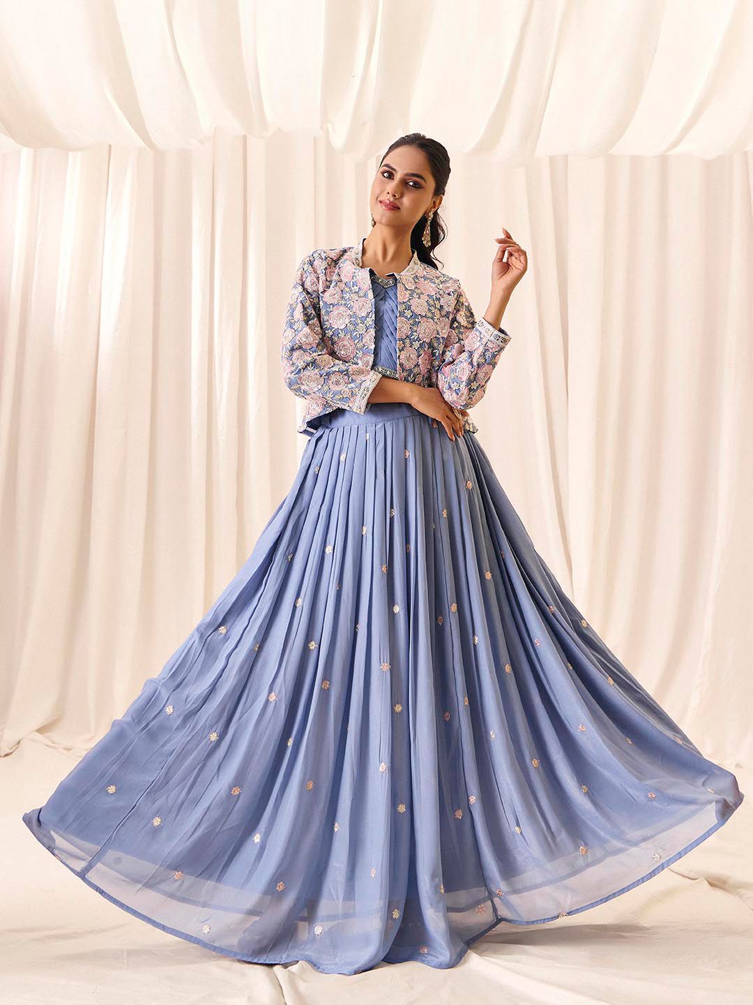 Floral Embroidered Choli With Skirt & Koti Lehenga 3