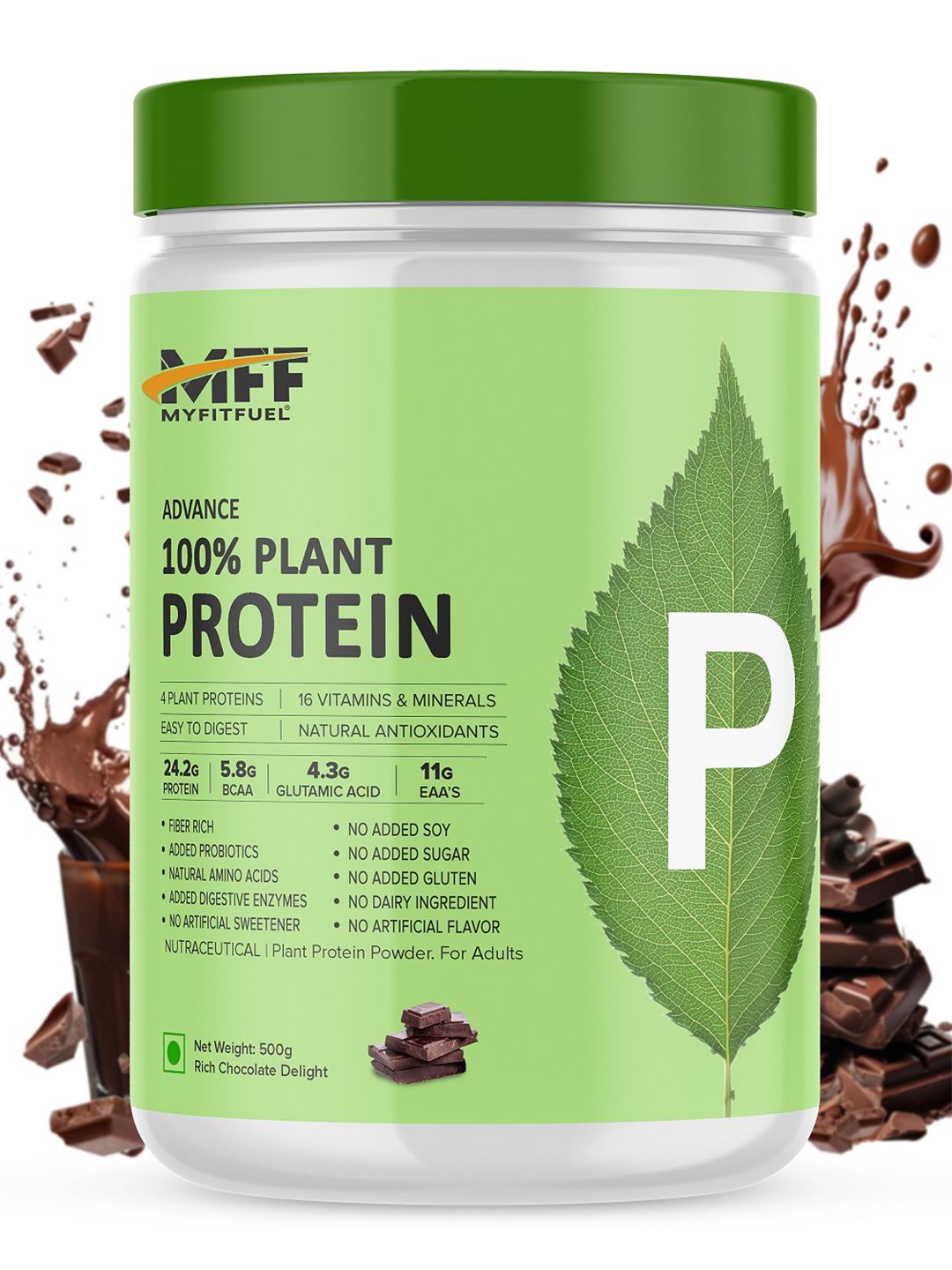 MyFitFuel Unisex Rich Chocolate Delight 100% Plant Protein -500g