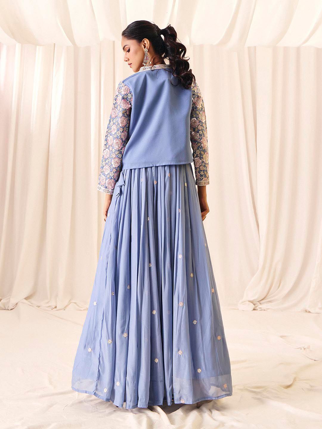 Floral Embroidered Choli With Skirt & Koti Lehenga 5