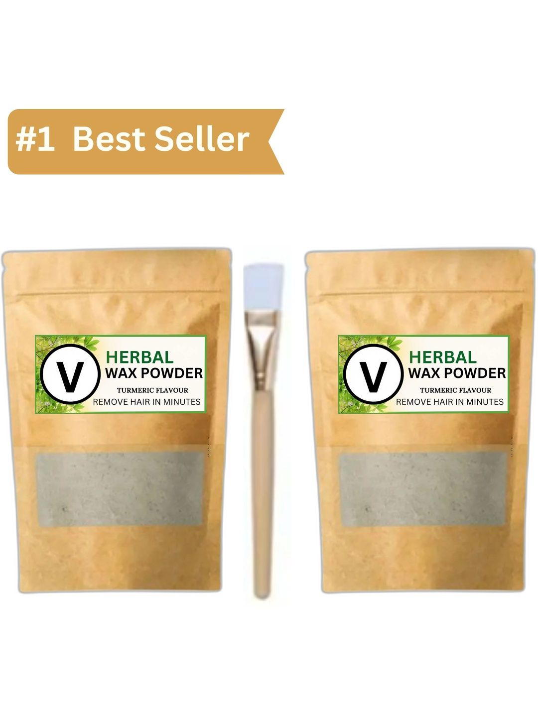 VENVO Set Of 3 Herbal Wax Powder With Brush - 100 g Each - Turmeric Flavour