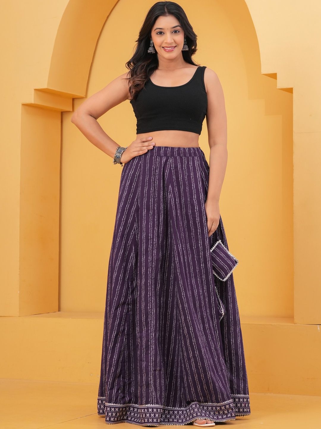 Printed Maxi Flared Skirts 7