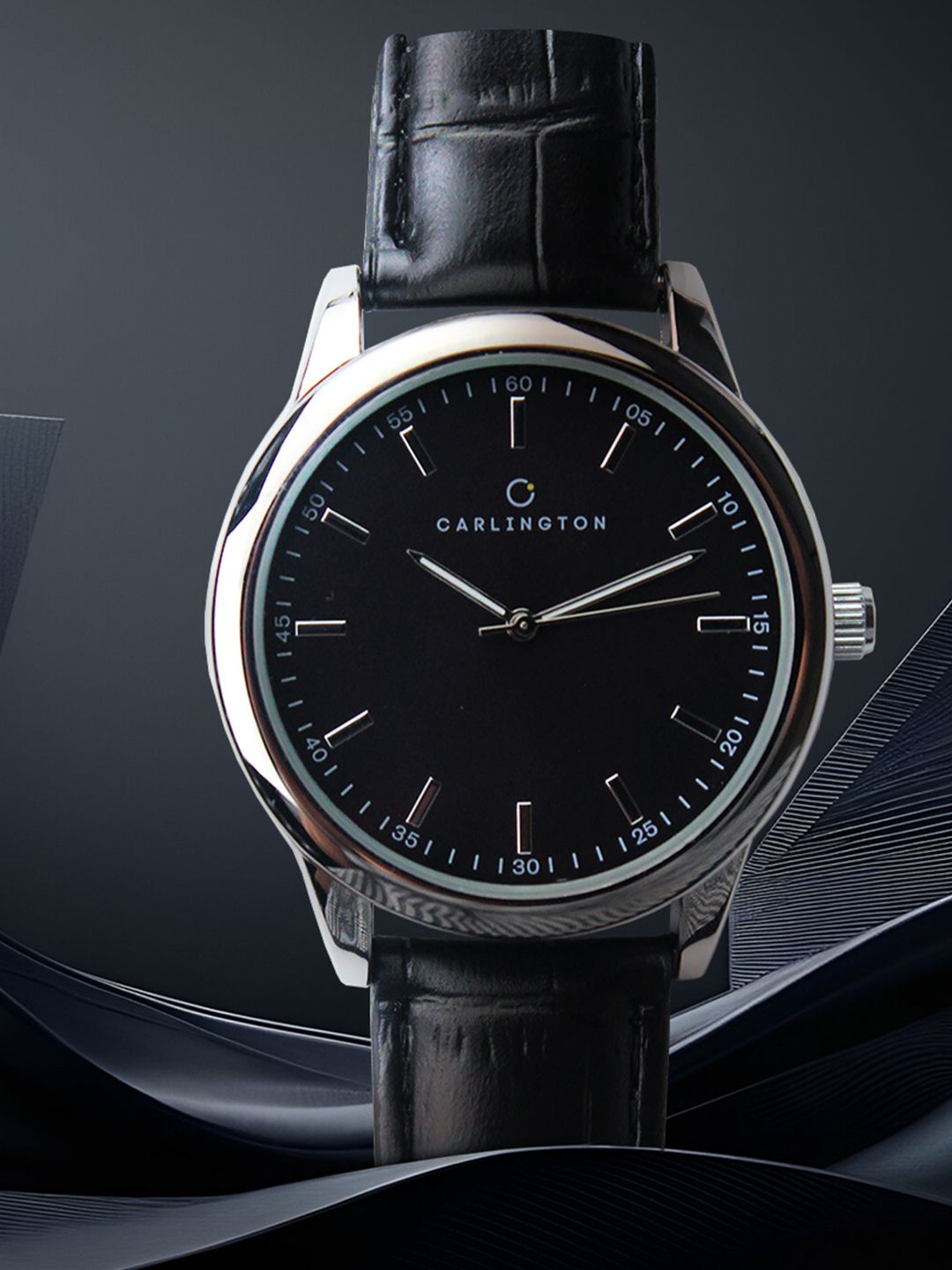 CARLINGTON Men Dial & Leather Straps Analogue Multi Function Watch Aristocrat 1077 Black