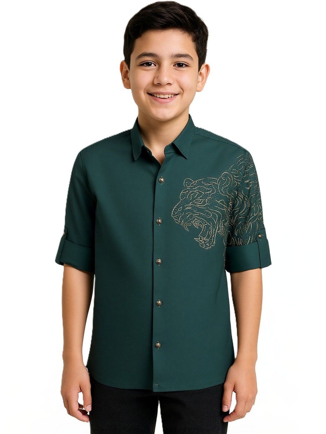 CHARCHIT Cotton Graphic Animal Short Sleeves Shirt