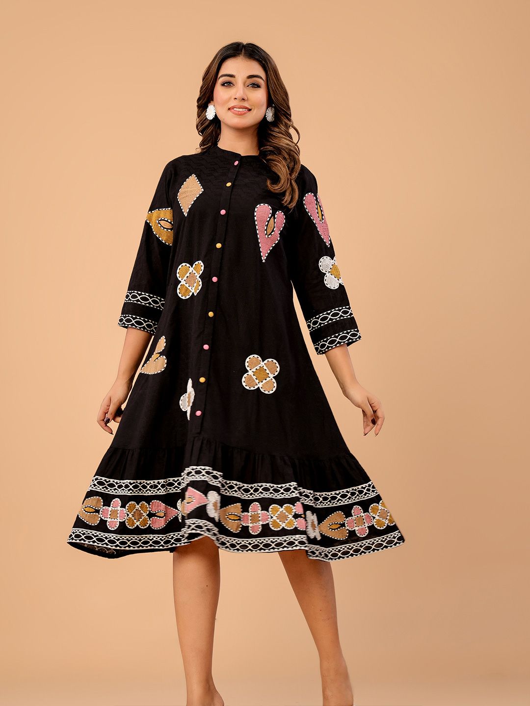 ZUMMER Embroidered A-Line Dress