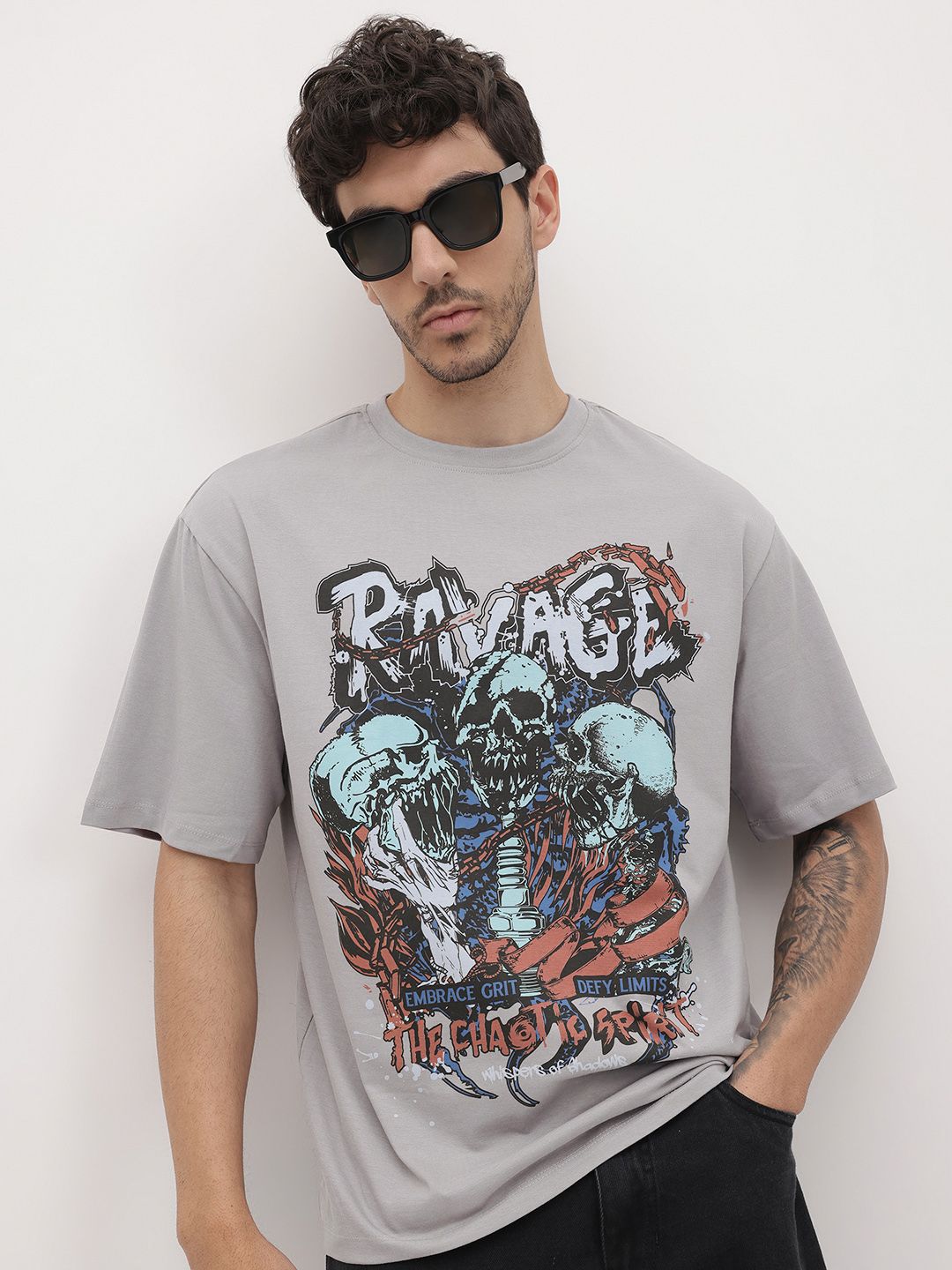 The Roadster Life Co. Graphic Printed Pure Cotton T-shirt