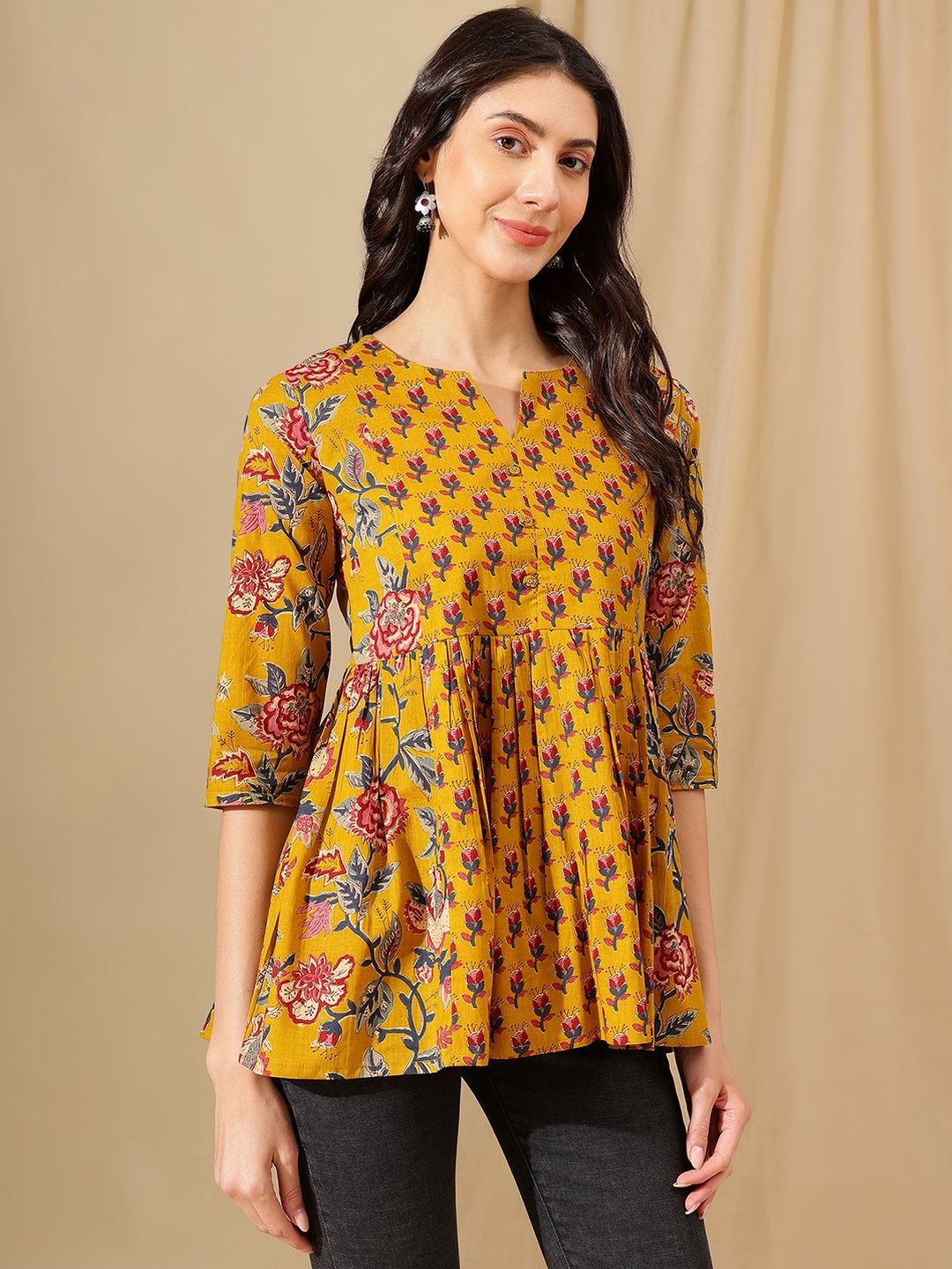 Sangria FUZN Floral Print Cotton Top