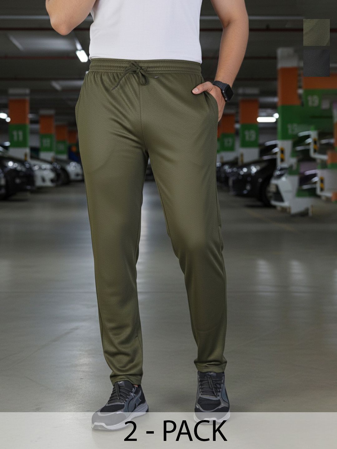 KAIDO Men Pack Of 2 Mid-Rise Track Pants
