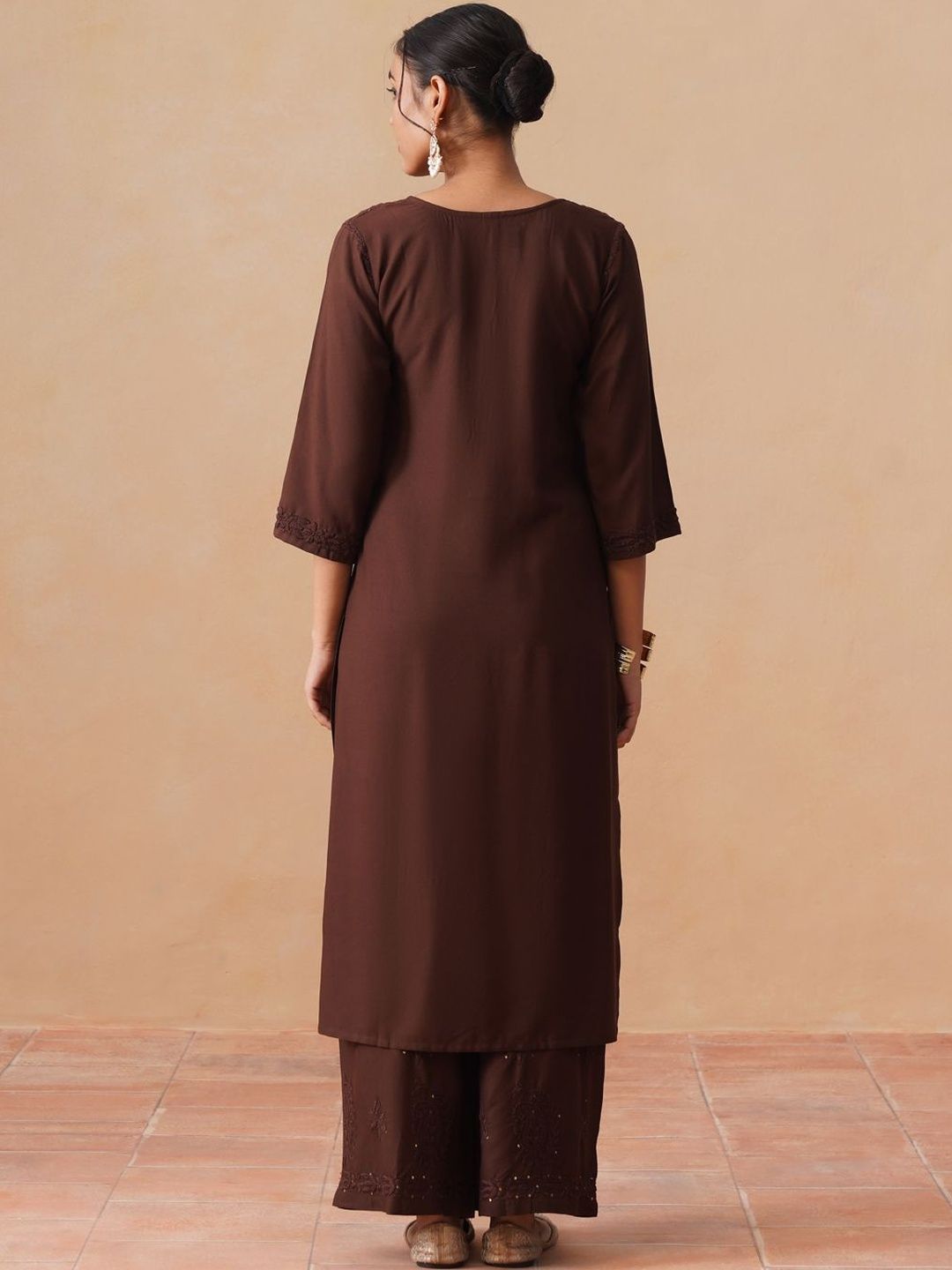 Embroidered Regular Thread Work Kurta with Palazzos & With Dupatta 7
