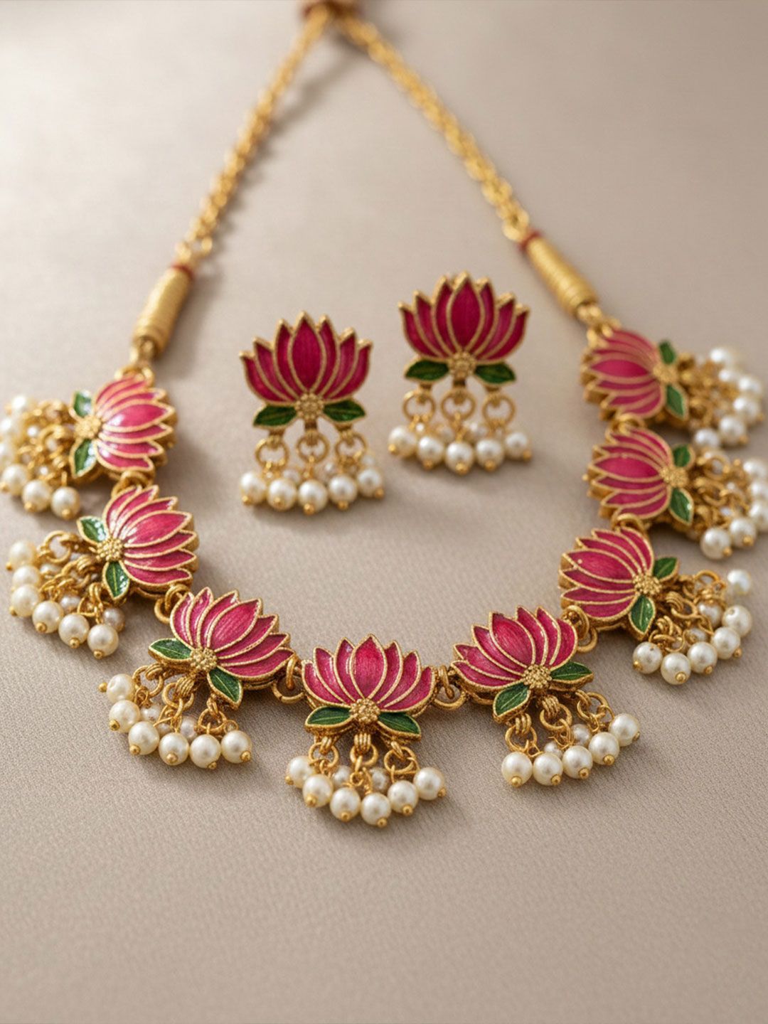 SZN Stone-Studded & Beaded Jewellery Set
