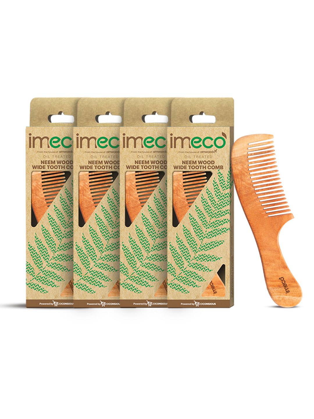 Buy IMECO Set Of 4 Wide Tooth Neem Wooden Combs -  - Personal Care for Unisex