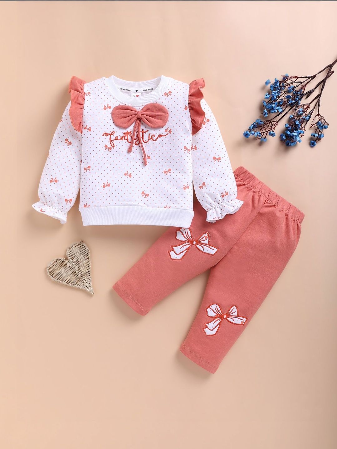 I LOVE MOM Girls Printed Pyjamas