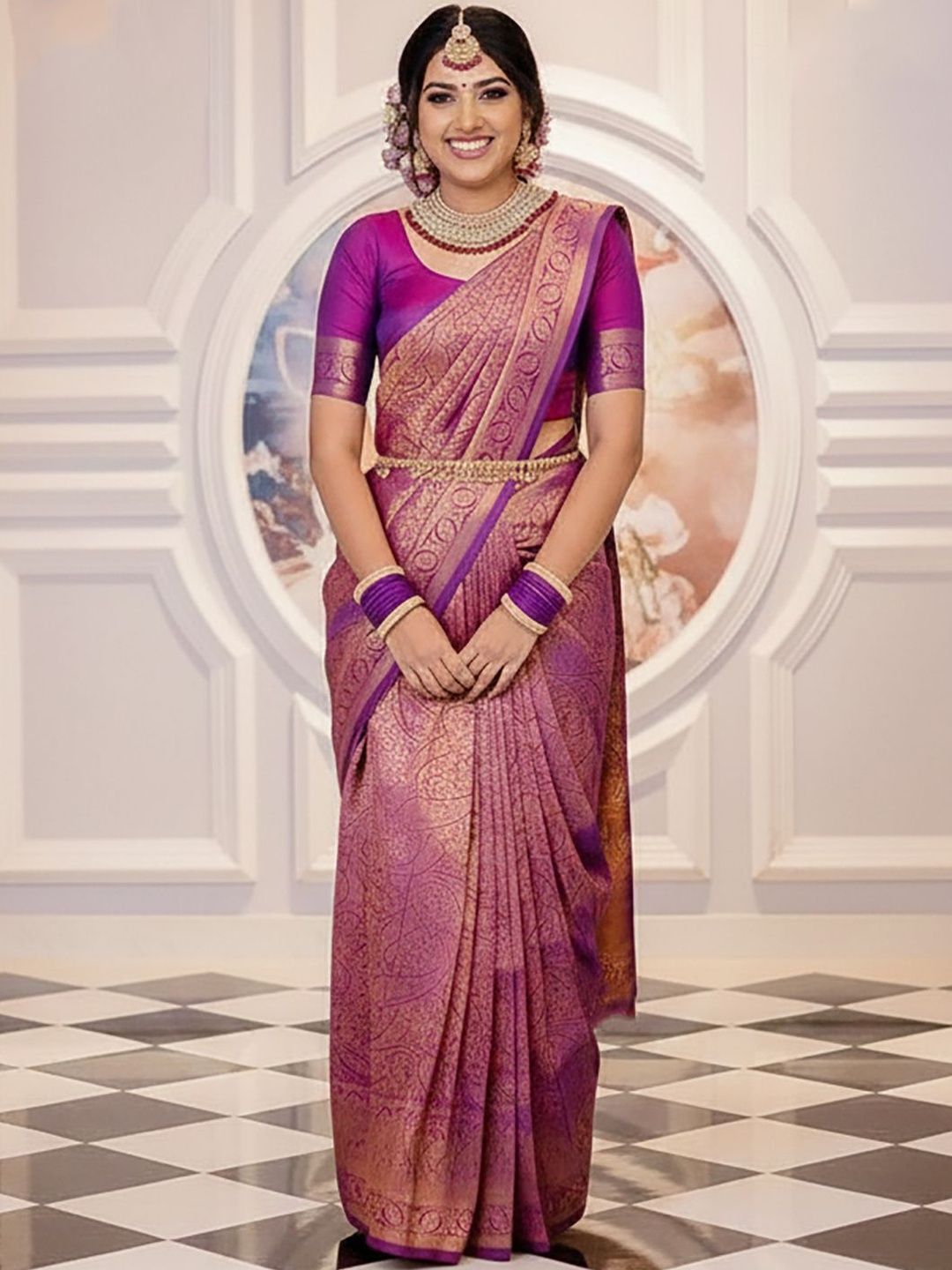 Mitera Woven Design Zari Silk Blend Banarasi Saree