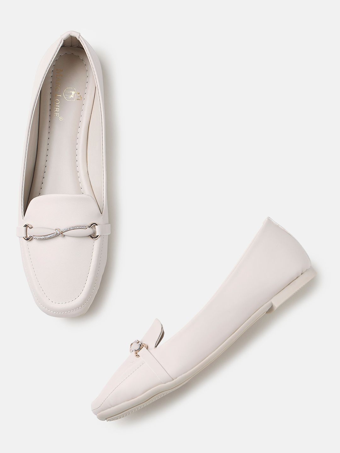 Marc Loire Womens Cream Embellished Ballerinas