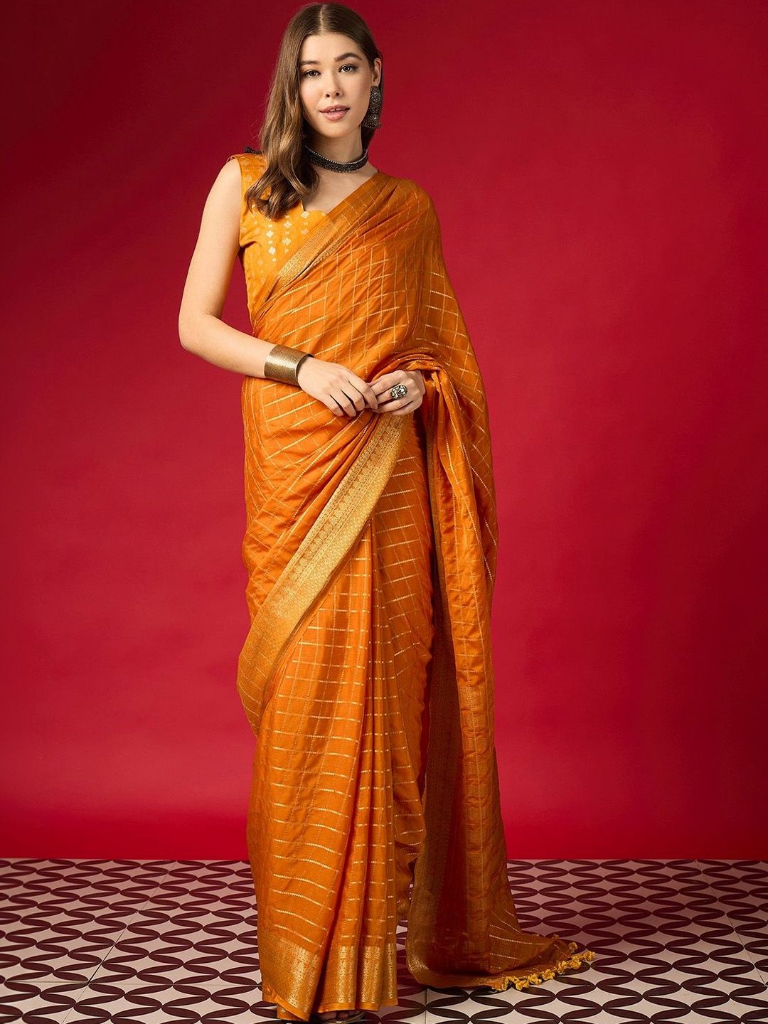 Saree mall Woven Design Zari Silk Blend Mysore Silk Sarees