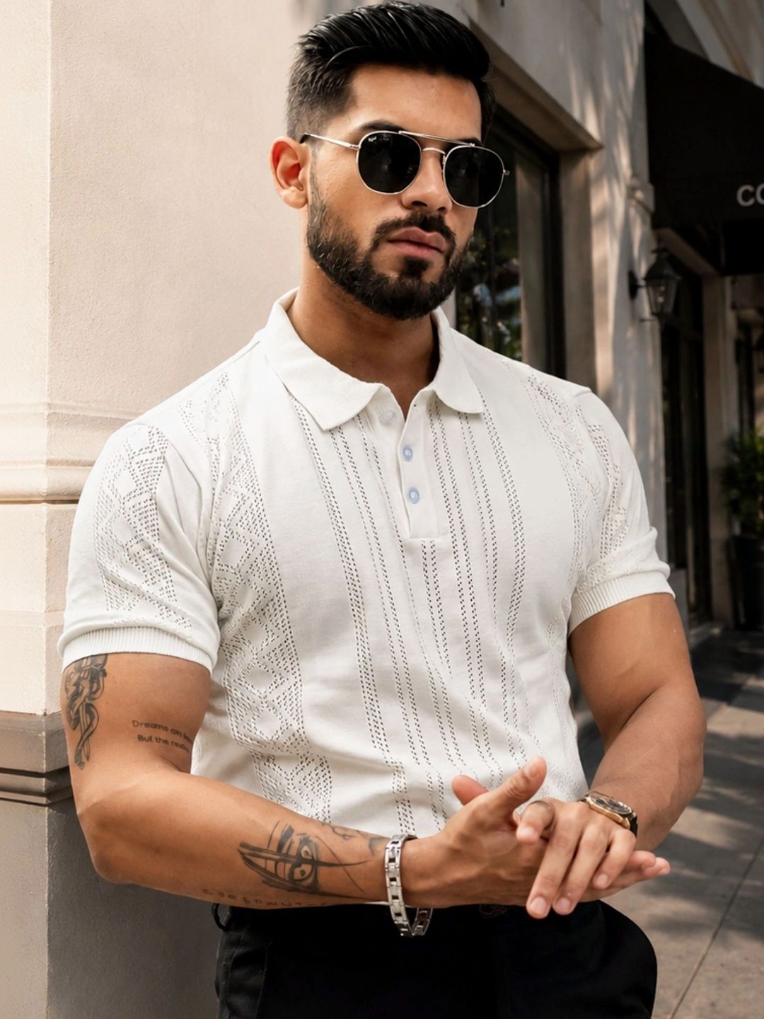 Maniac Men Solid Polo Collar Cotton Slim Fit T-Shirt