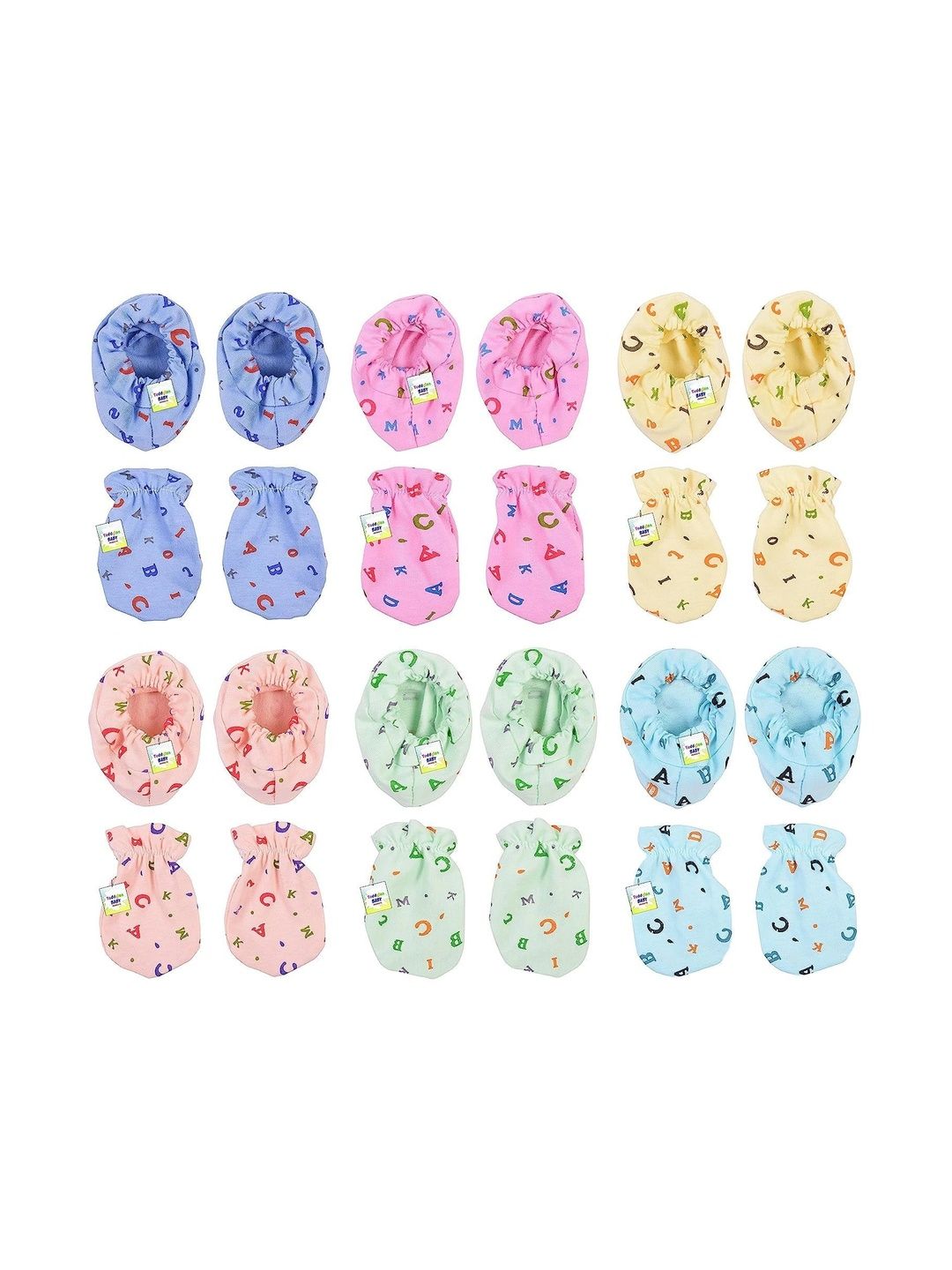 Toddylon Pack Of 6 Printed Mittens & Booties