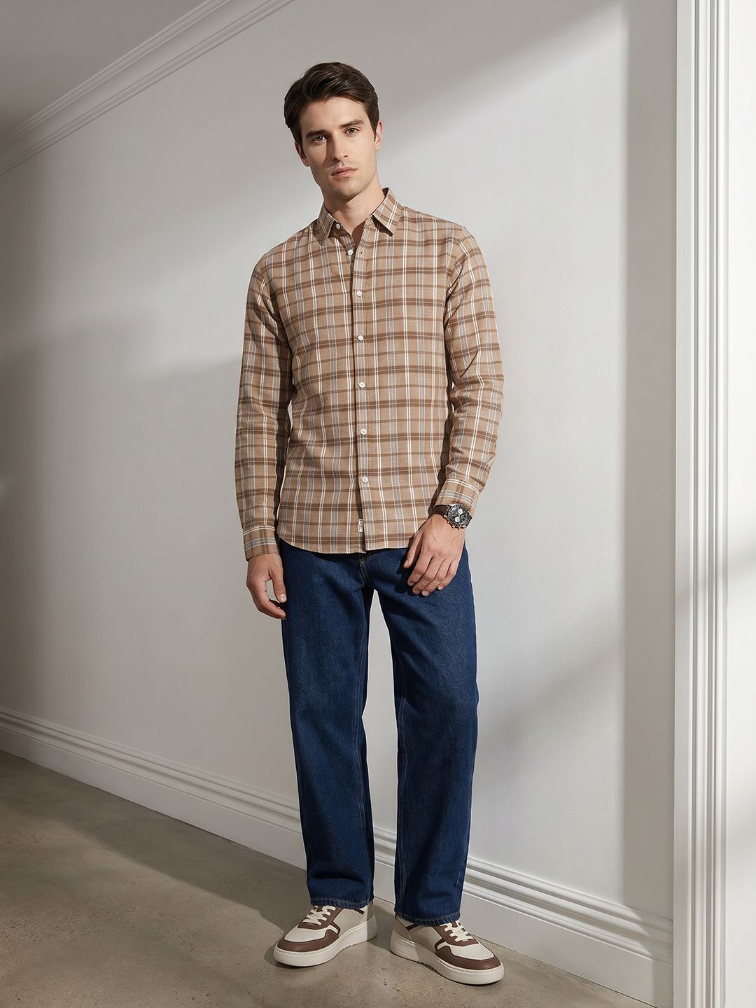 THE SHIRT CODE Checked Pure Cotton Casual Shirt