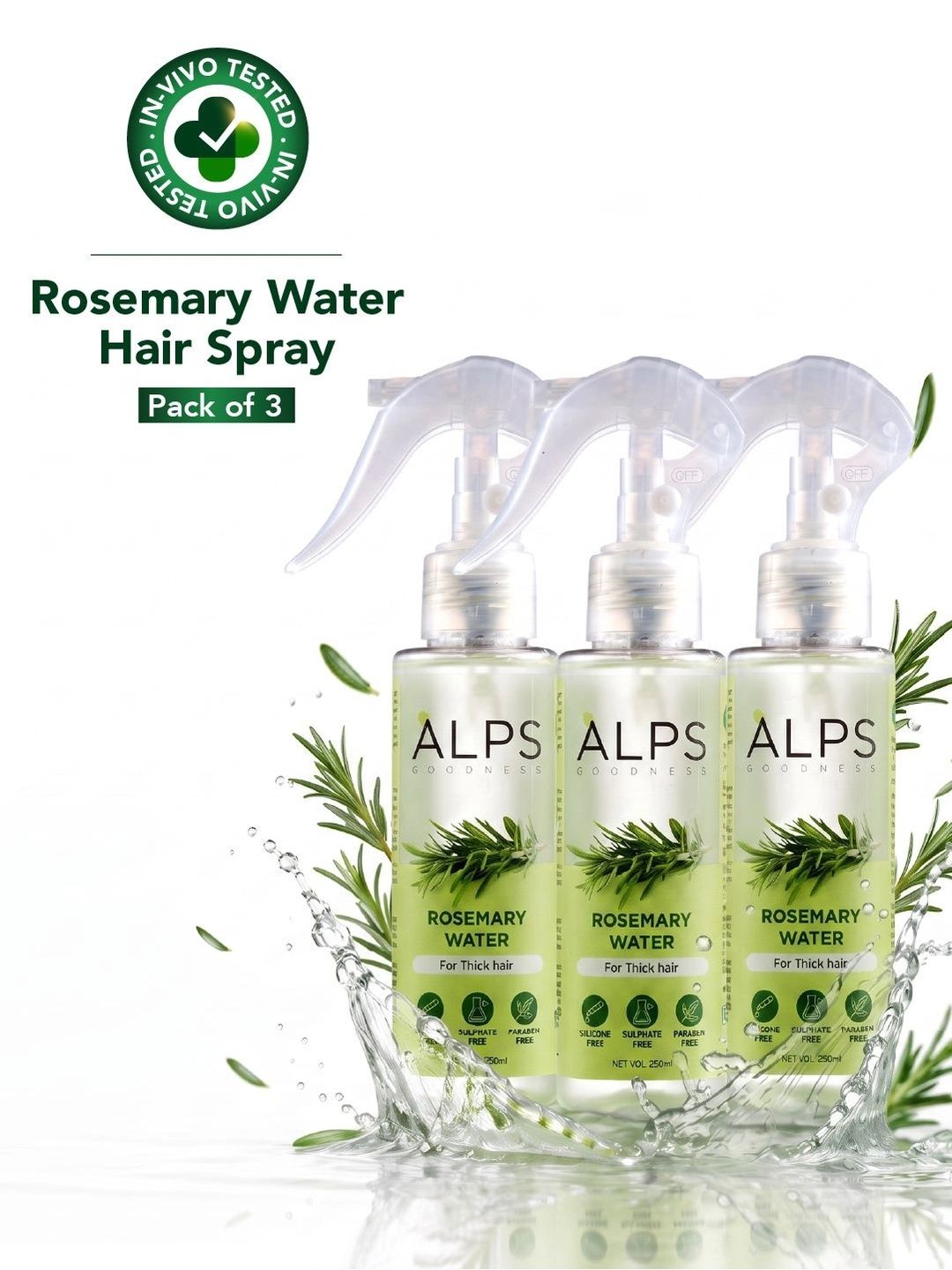 Alps Goodness Set Of 3 Rosemary Water Hair Spray - 250 ml Each