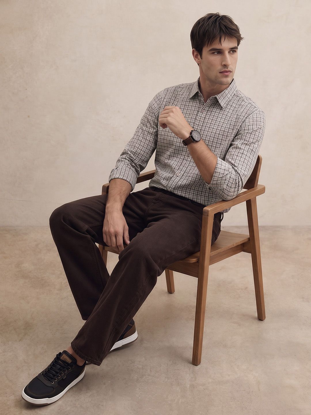 THE SHIRT CODE Checked Pure Cotton Casual Shirt