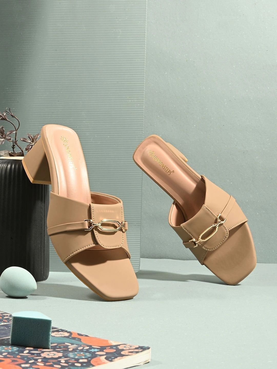 LONDON STEPS Block Mules with Buckles