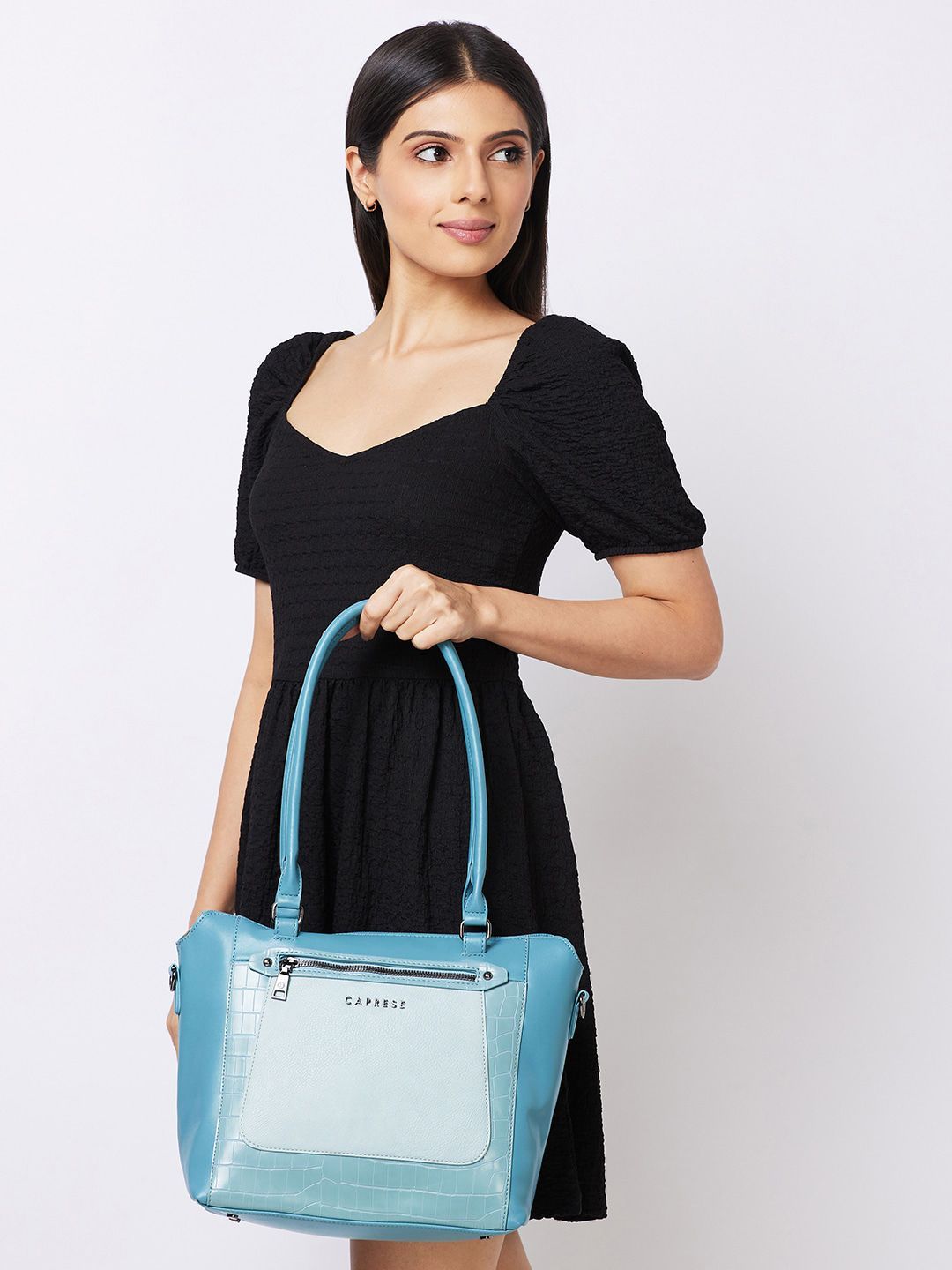 Caprese Textured Leather Structured Shoulder Bag