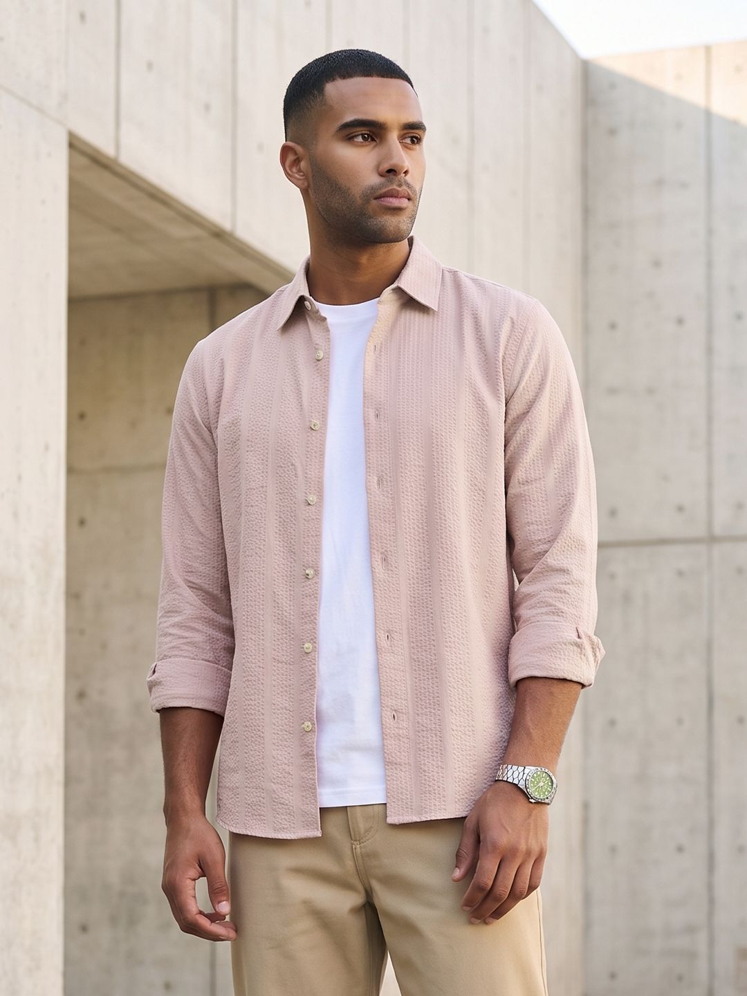 The Roadster Life Co. Textured Pure Cotton Casual Shirt