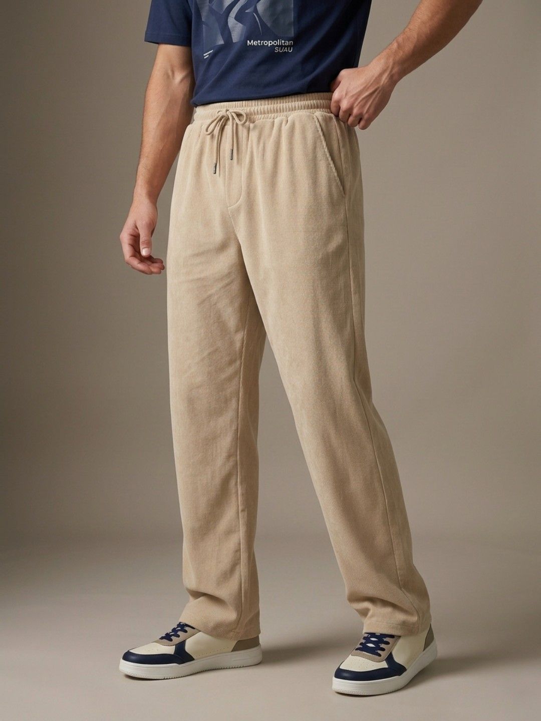 glitchez Men Corduroy Baggy Fit Track Pants