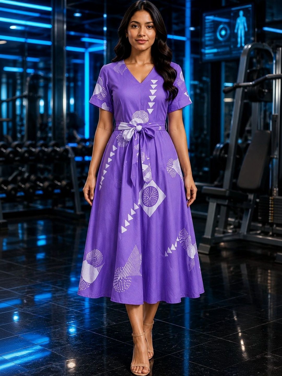 Moda Rapido Print A-Line Midi Dress