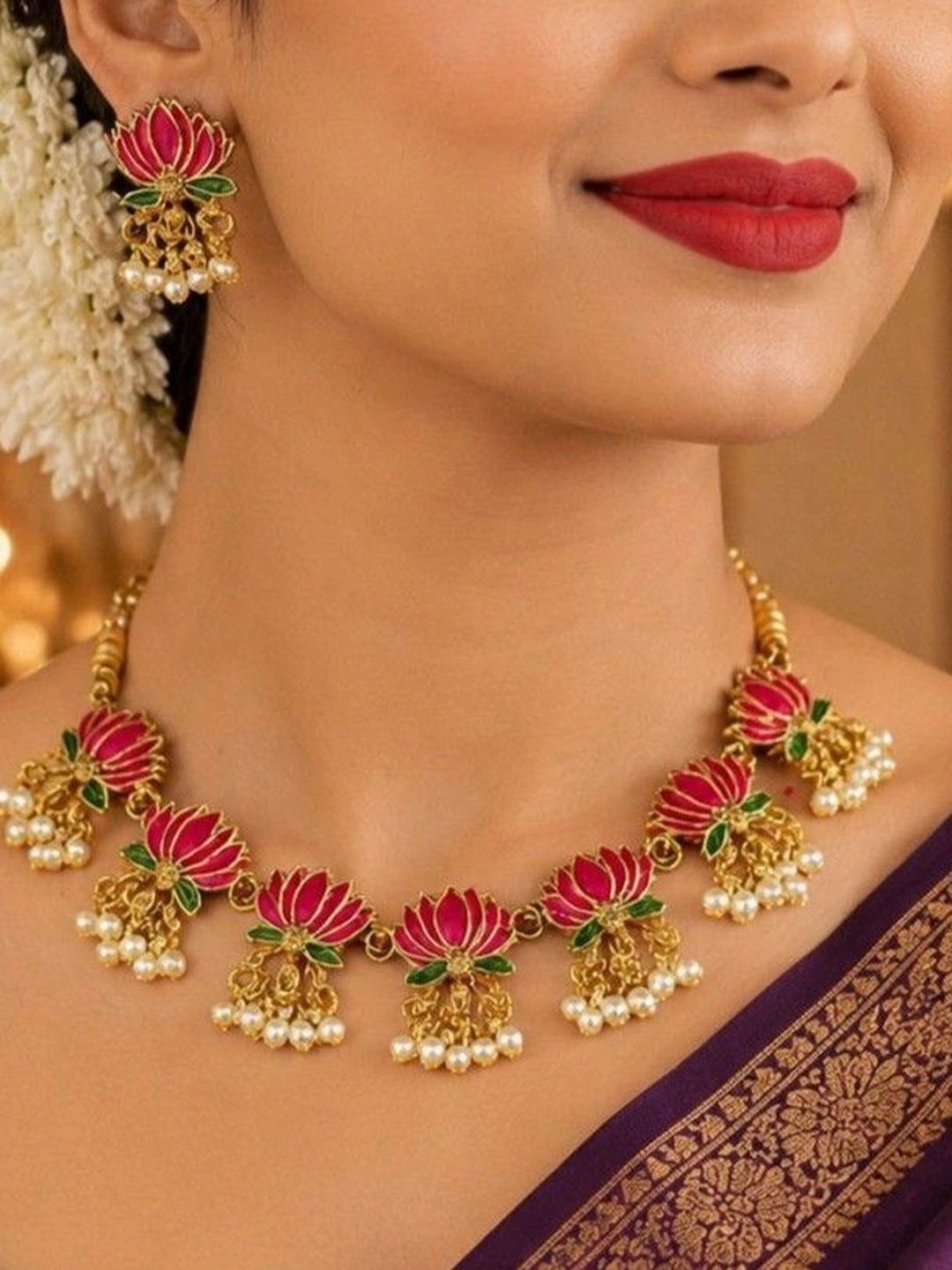 Buy Anouk Gold Plated Pearl Necklace And Earrings -  - Accessories for Women