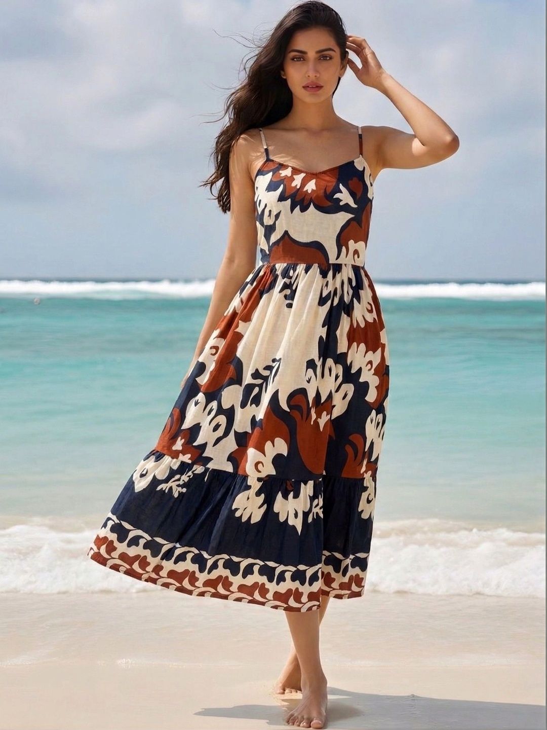 ULTRAVOGUE Print A-Line Midi Dress
