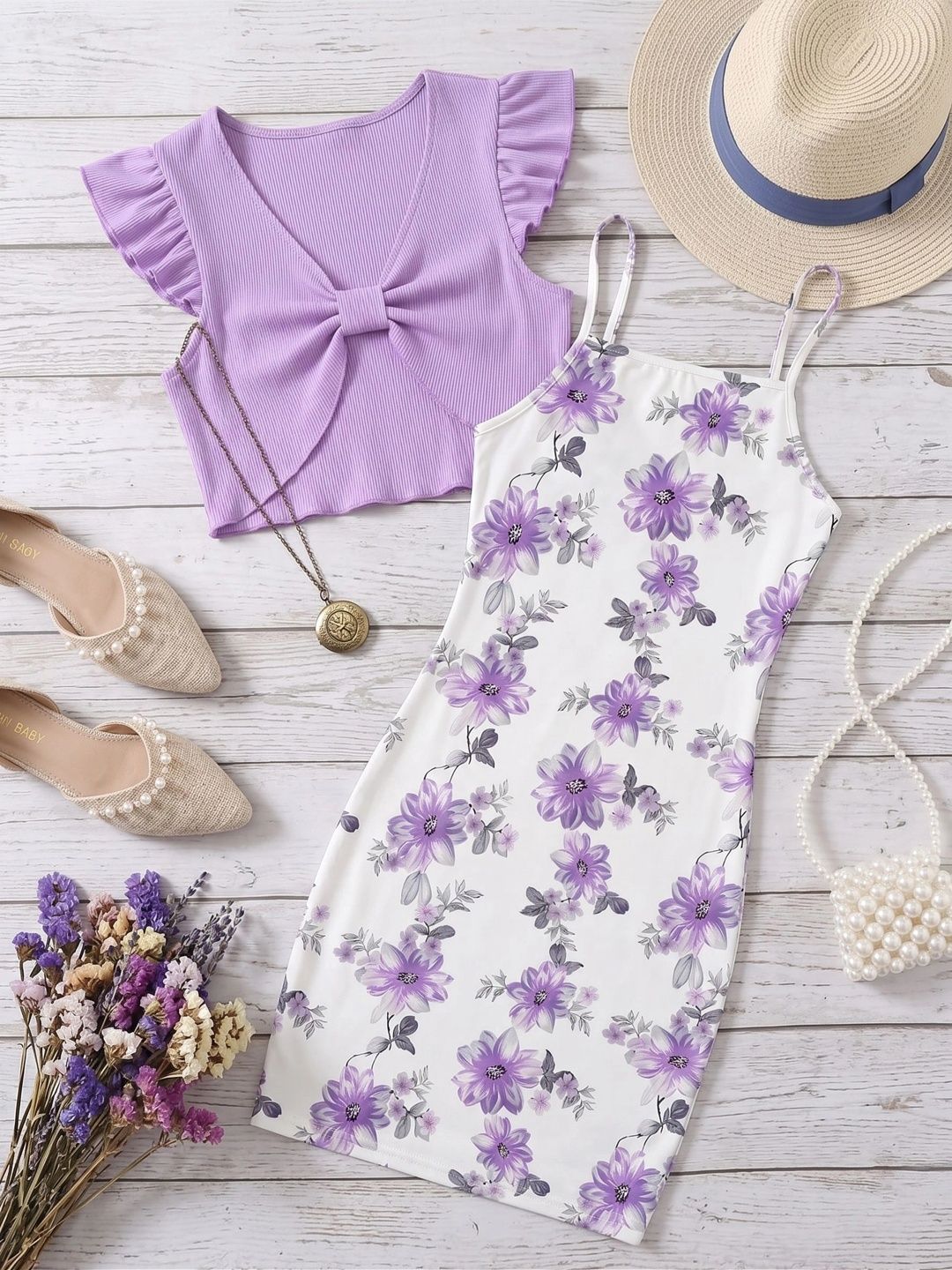 VOGAAN JUNIOR Floral Print Ruffled Bodycon Dress