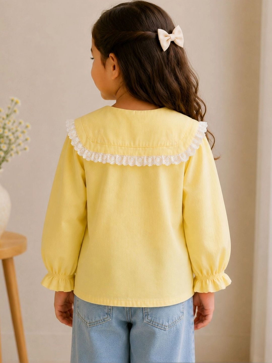 Embroidered Peter Pan Collar Cotton Top 3