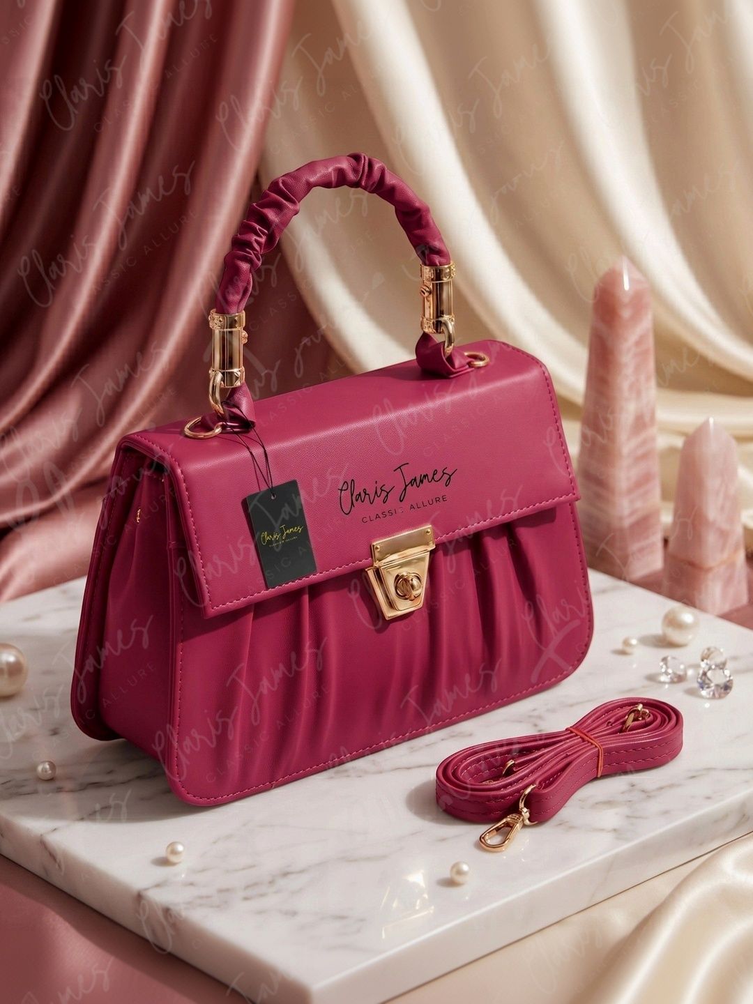 CLARIS JAMES Textured PU Structured Handheld Bag