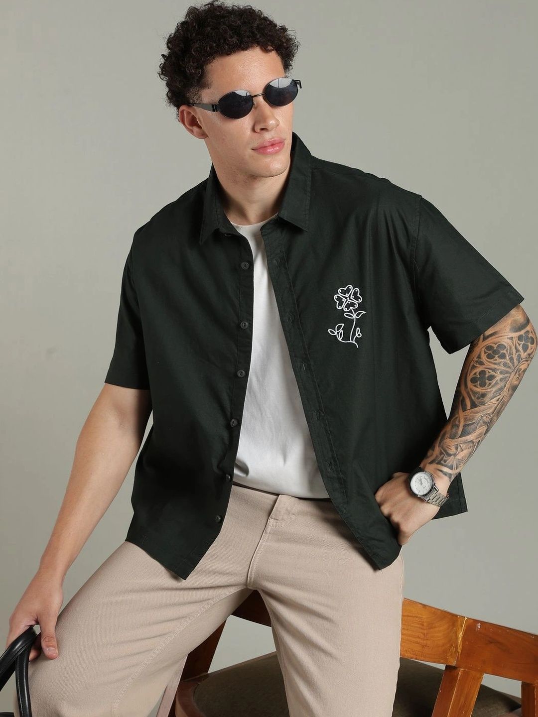 FOUL CHILD Men Floral Embroidered Casual Shirt