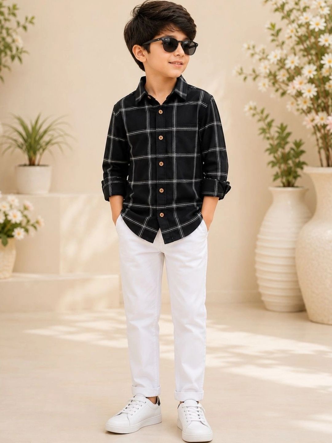 JEE-9 Boys Comfort Checked Casual Shirt