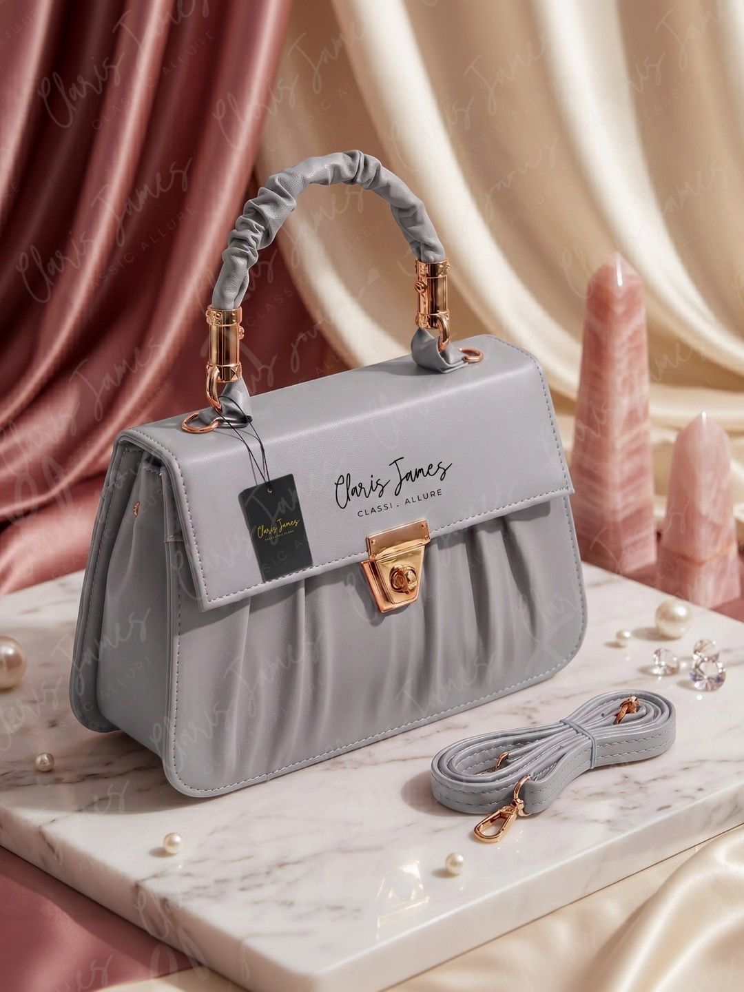 CLARIS JAMES Textured PU Structured Handheld Bag