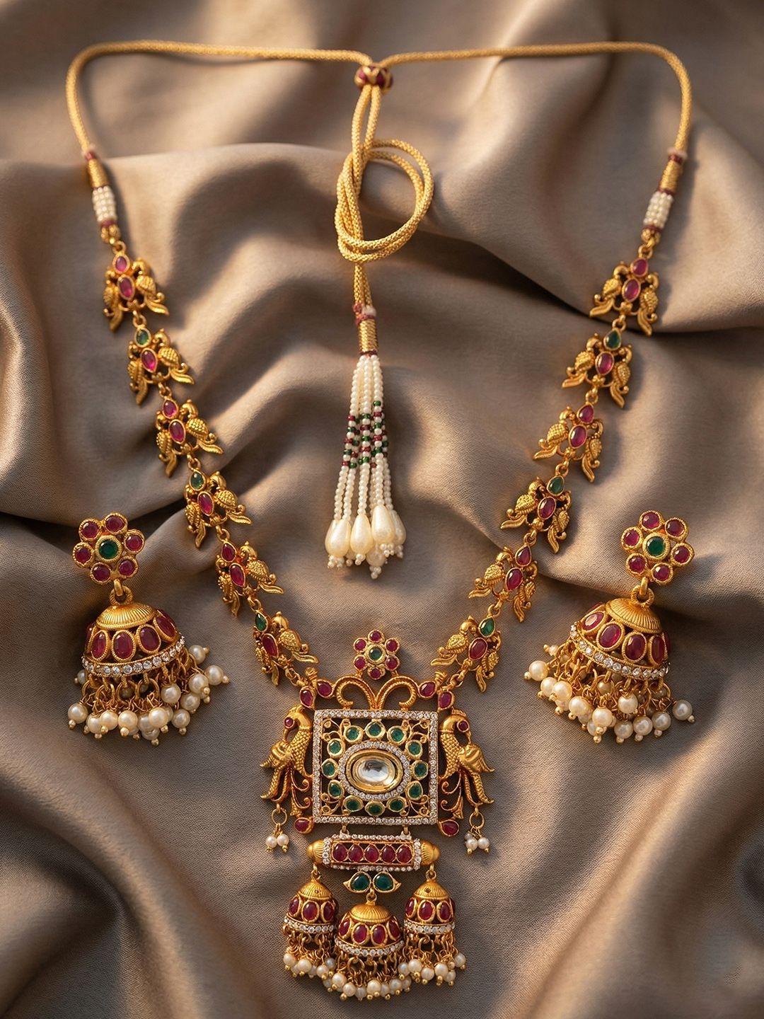 Anouk 24CT Gold-Plated Stone Studded Jewellery Set