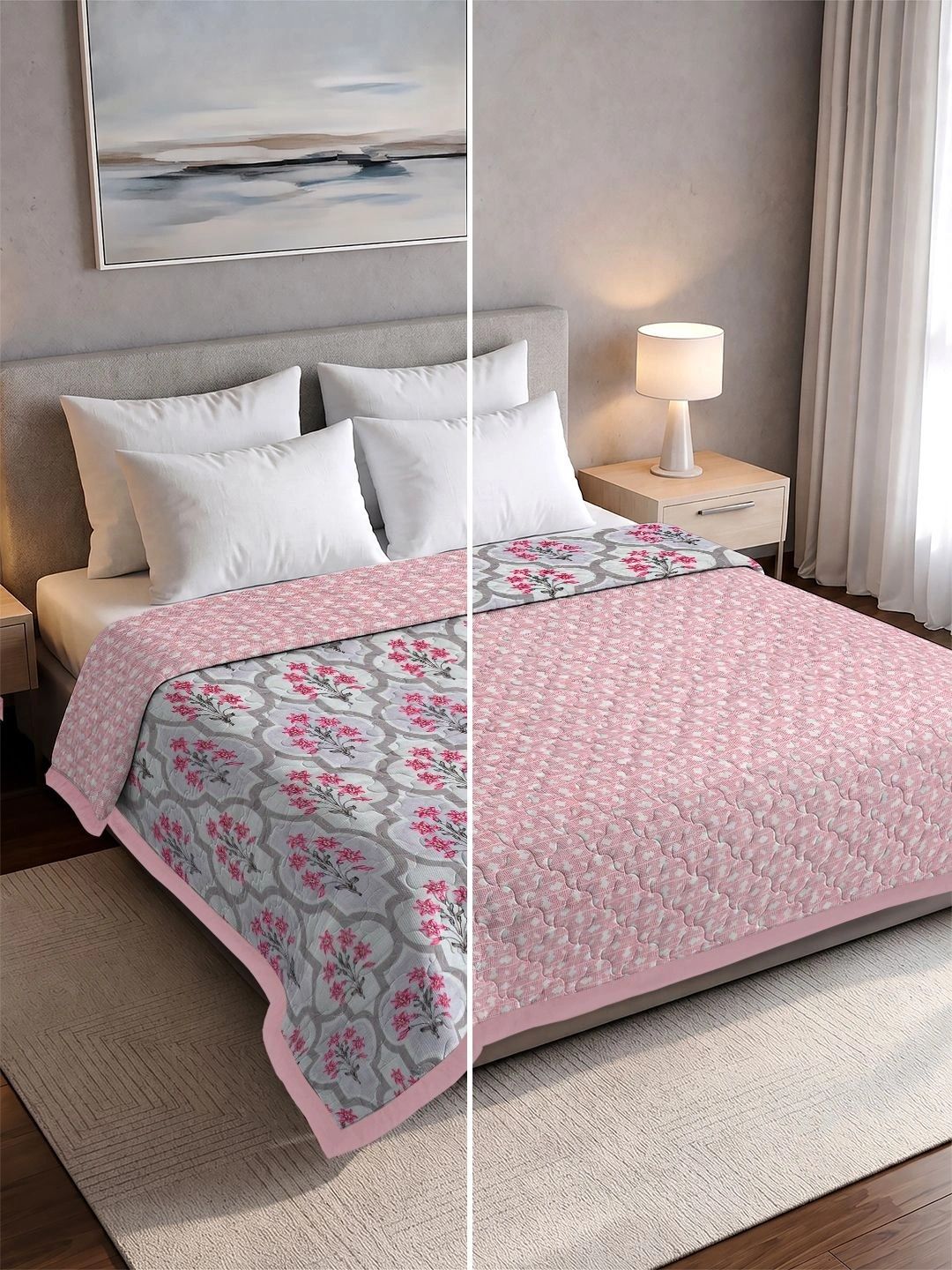 Buy Pure Decor Pink Floral AC Room Dohar -  - Home for Unisex