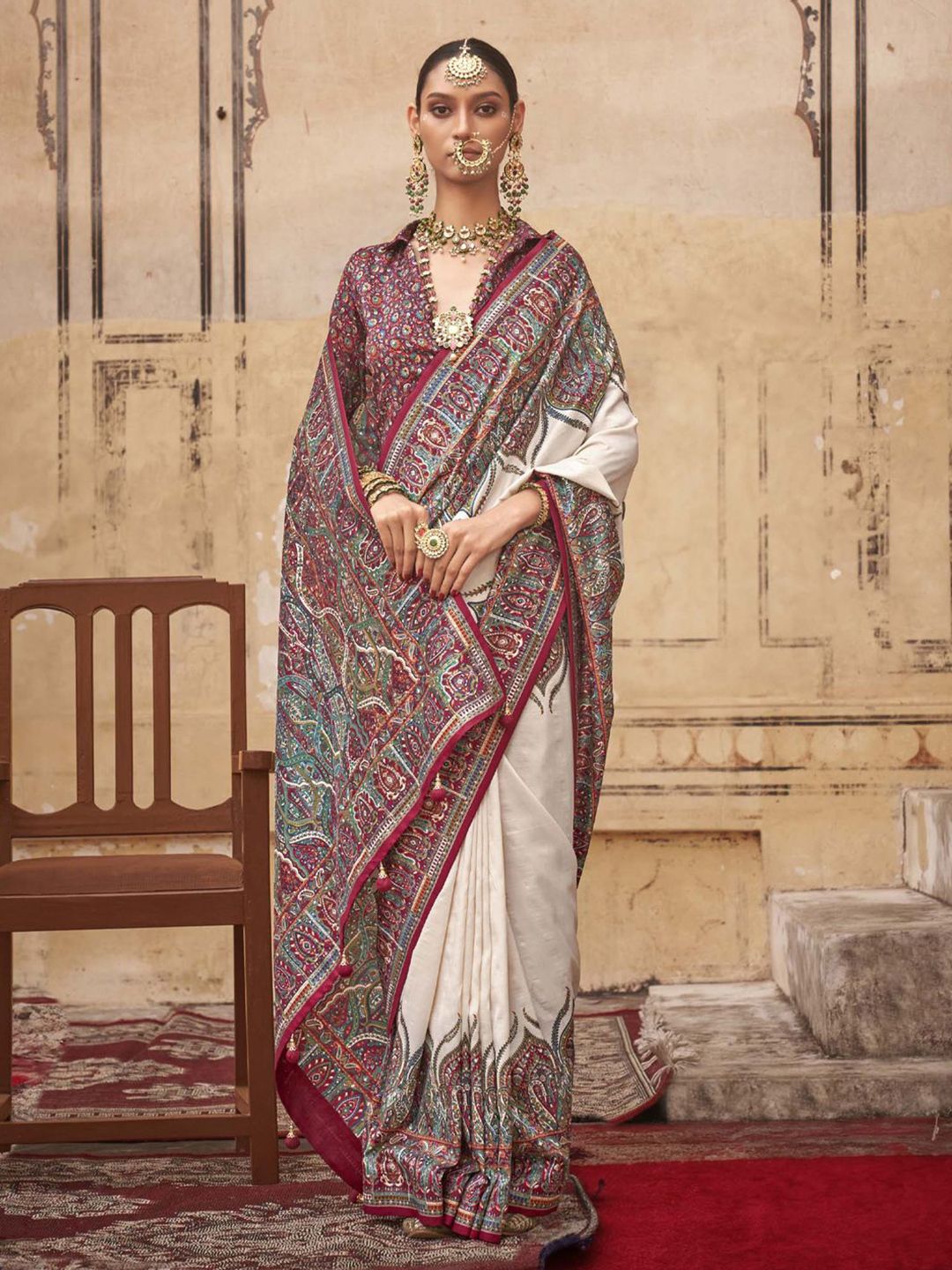 Anouk Ethnic Motifs Silk Blend Banarasi Saree
