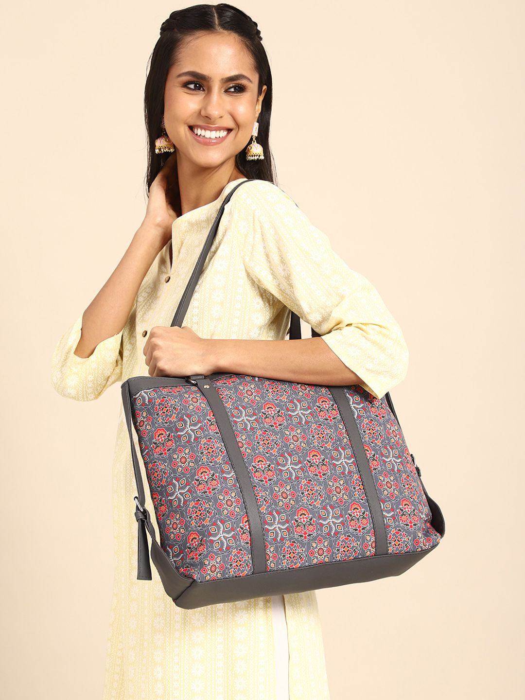 Buy Anouk Ethnic Motifs Printed Cotton Large Shopper Tote Bag -  - Accessories for Women