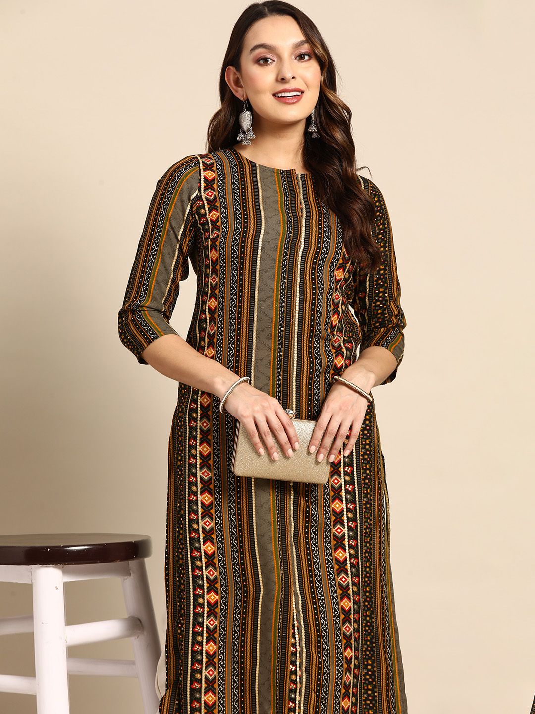 Anouk Women Tribal Printed Straight Kurta