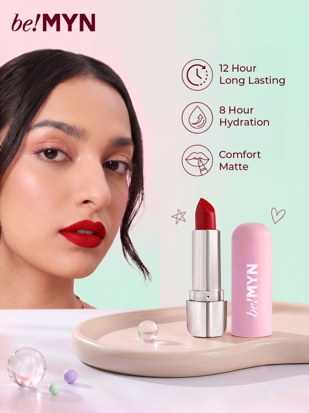 Be!Myn PillowCrush 12 Hrs Long Lasting Matte Lipstick 4g - Risky Ruby BL14