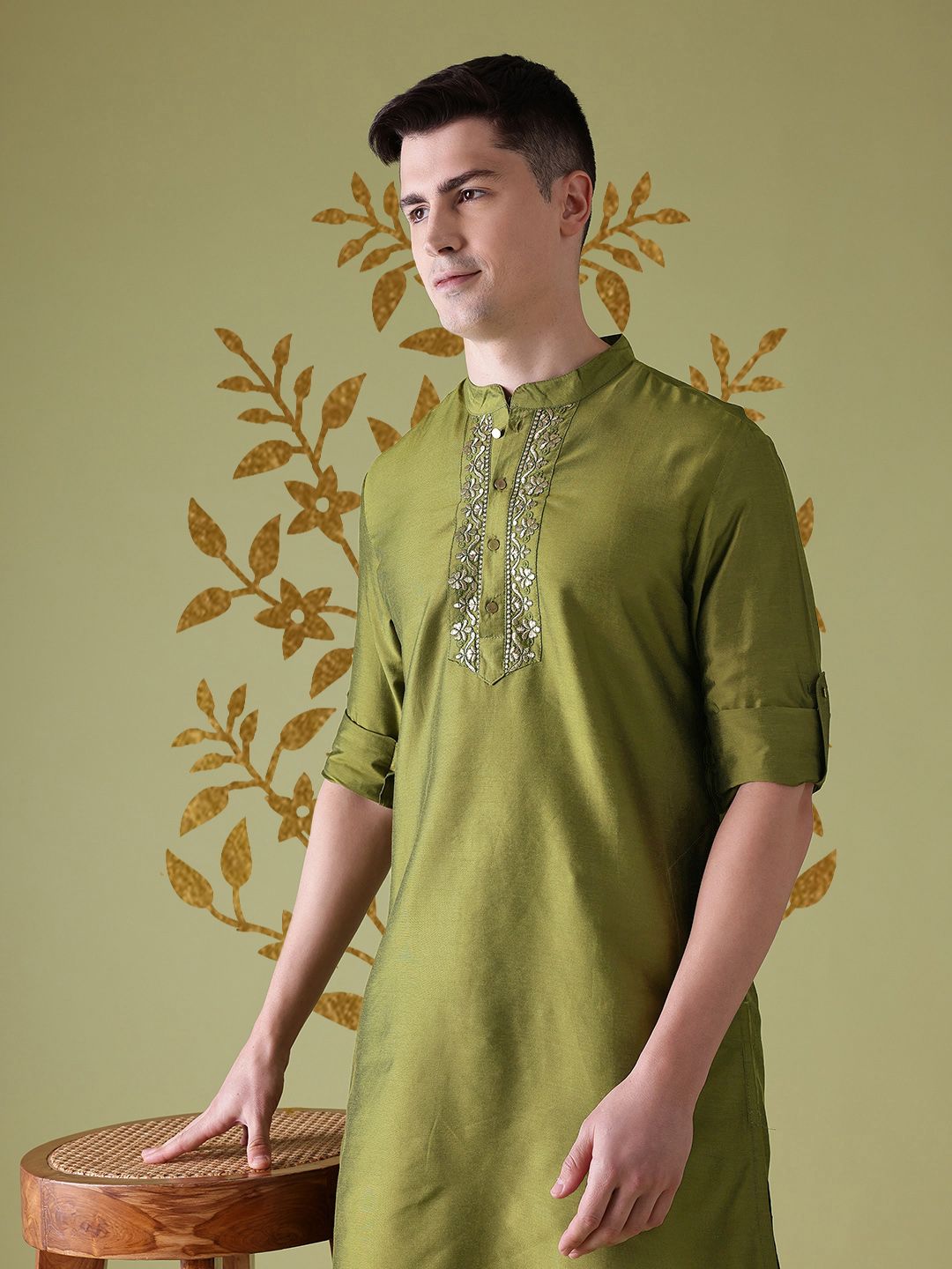 Anouk Ethnic Motifs Embroidered Thread Work Straight Kurta