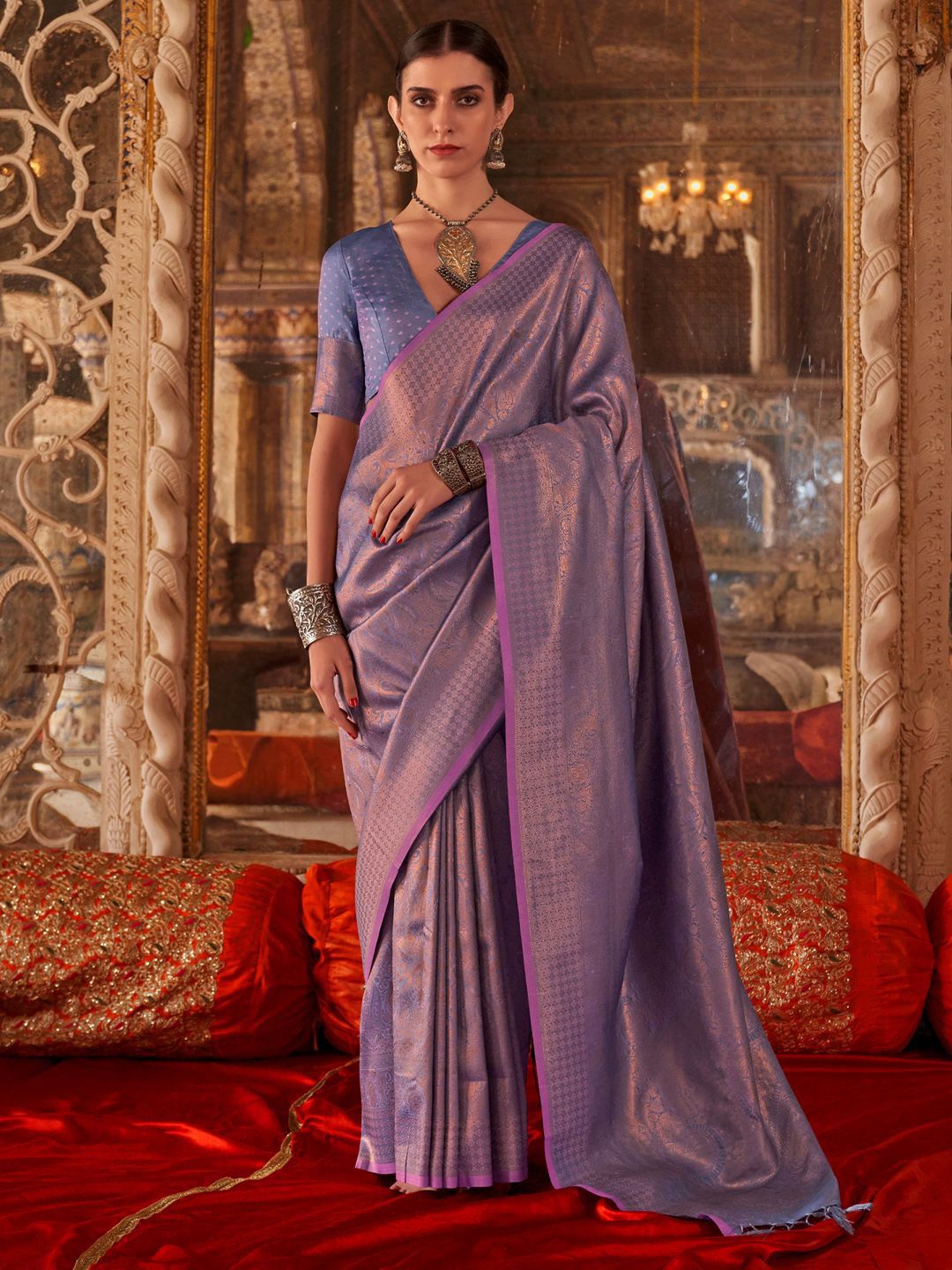 Anouk Woven Design Zari Silk Blend Banarasi Saree