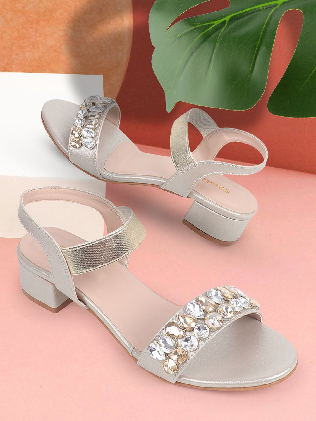 Anouk Women Embellished Party Block Sandals with Buckles