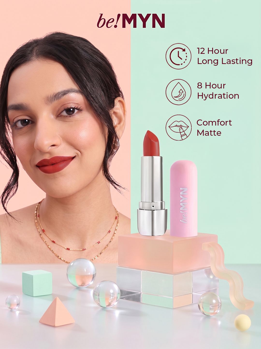 Be!Myn PillowCrush 12 Hrs Long Lasting Matte Lipstick 4g - Coral Chaos BL07