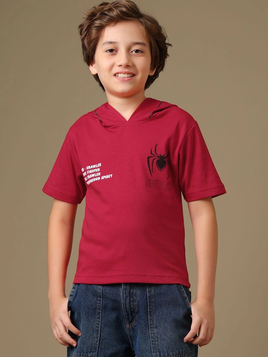Kids Ville Boys Spider-Man Printed Regular Fit Tshirt