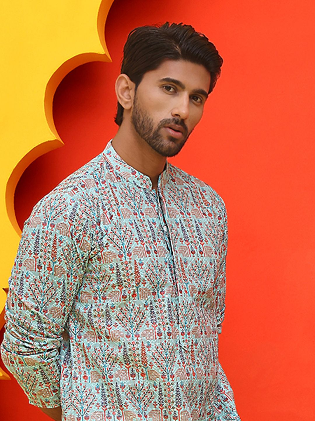 Anouk Floral Printed Cotton Straight Kurta