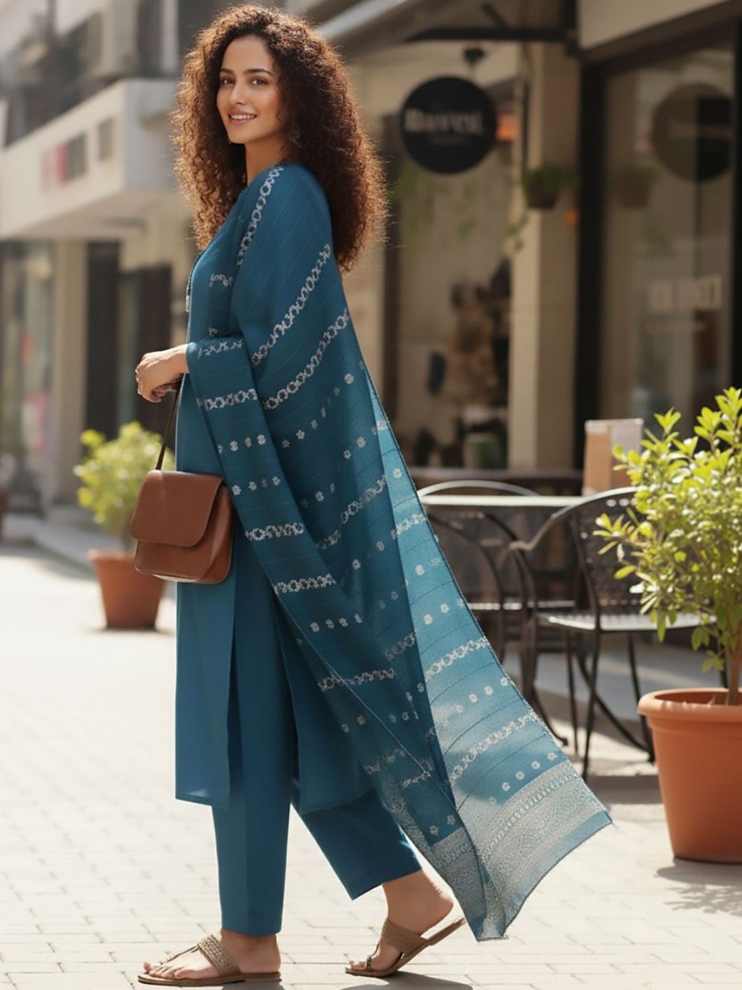 Anouk Mirage Women Ethnic Motifs Regular Thread Work Kurta with Trousers & With Dupatta